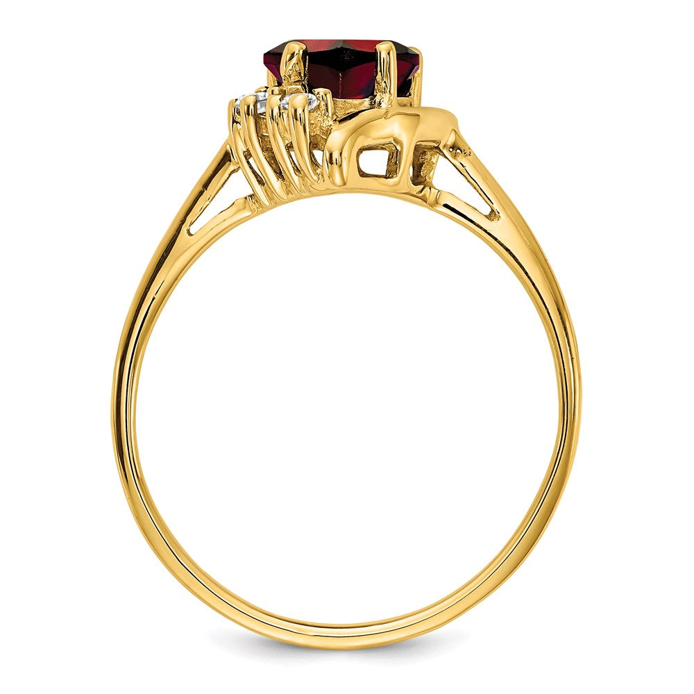 14K Yellow Gold 6mm Heart Garnet A Real Diamond ring