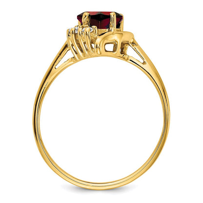 14K Yellow Gold 6mm Heart Garnet A Real Diamond ring
