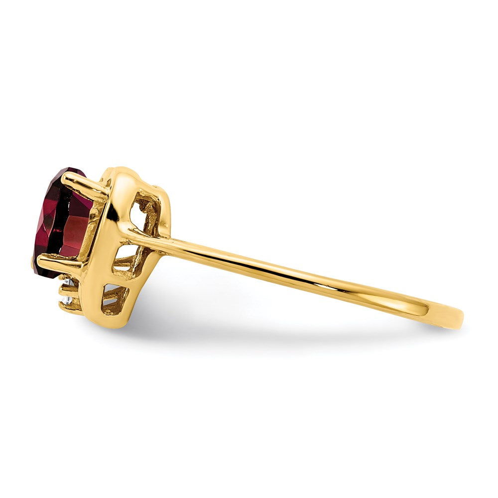 14K Yellow Gold 6mm Heart Garnet A Real Diamond ring