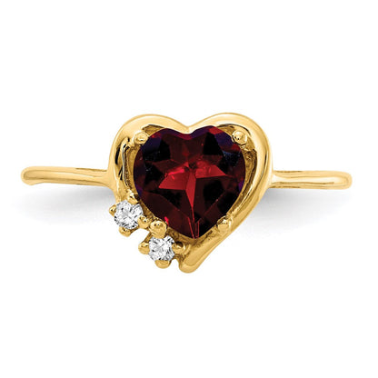 14K Yellow Gold 6mm Heart Garnet A Real Diamond ring