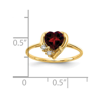 14K Yellow Gold 6mm Heart Garnet A Real Diamond ring