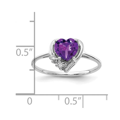 14k White Gold 6mm Heart Amethyst A Real Diamond ring