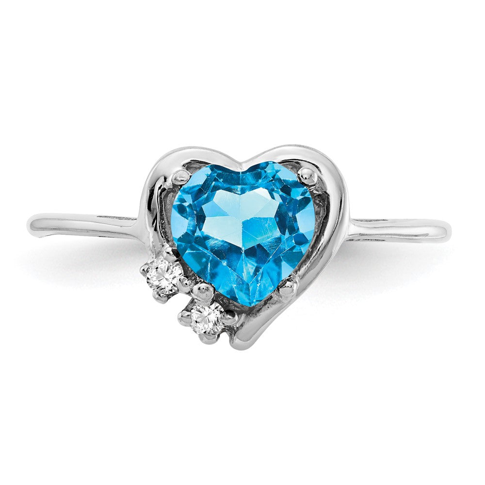 Solid 14k White Gold Simulated Blue Topaz CZ Ring