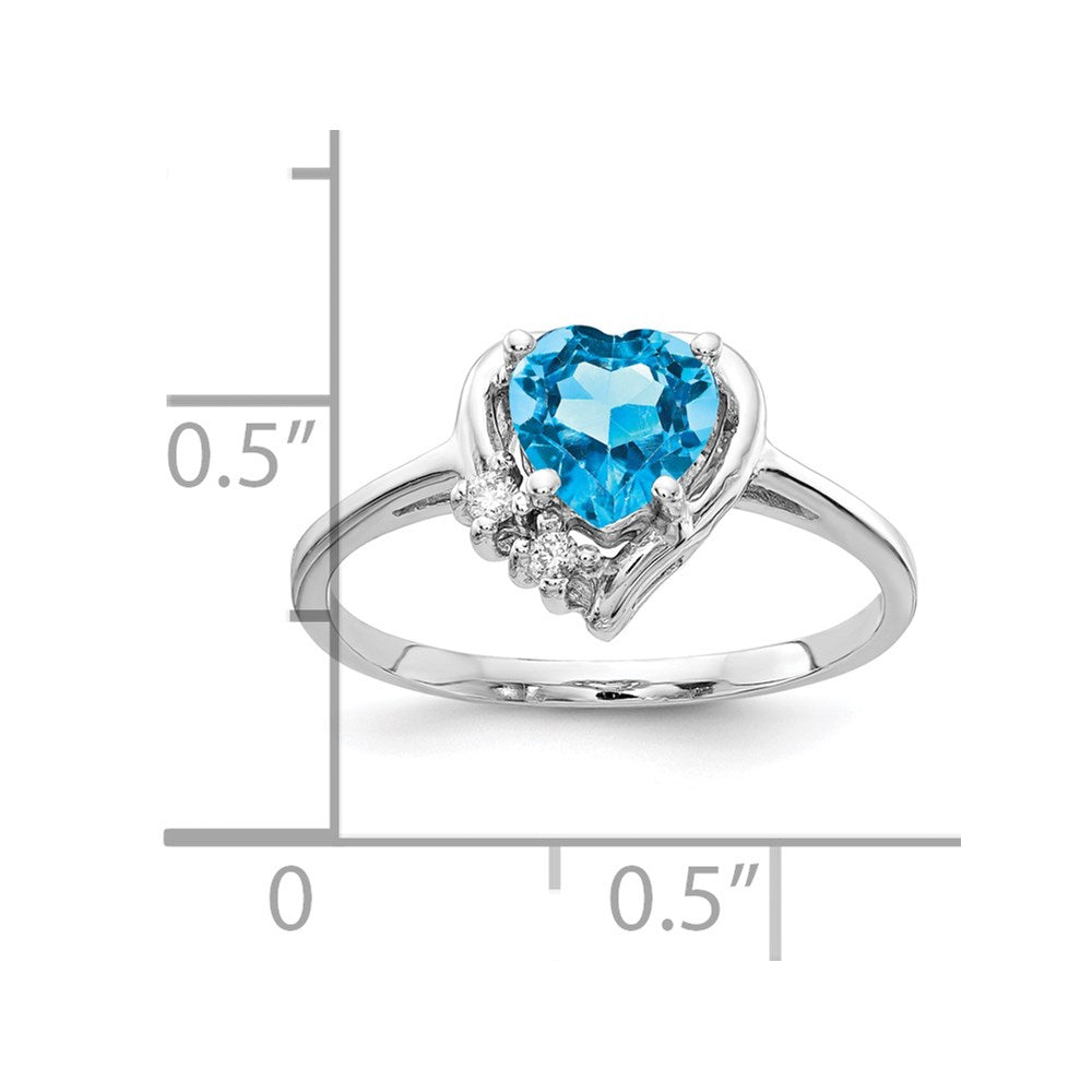 Solid 14k White Gold Simulated Blue Topaz CZ Ring