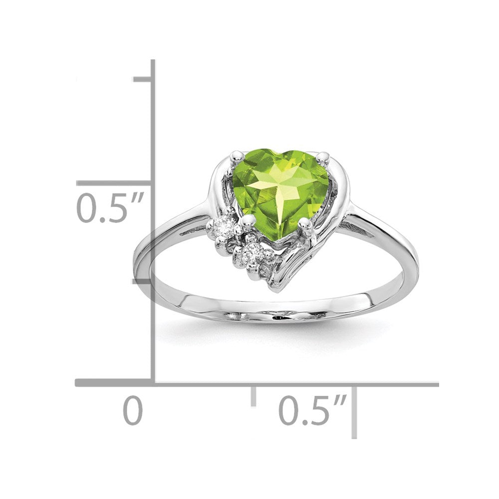 14k White Gold 6mm Heart Peridot A Real Diamond ring