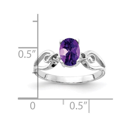 14k White Gold 8x6mm Oval Amethyst ring