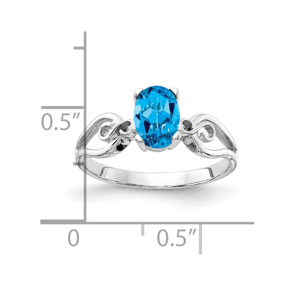 14k white gold 8x6mm oval blue topaz checker ring y2236bc