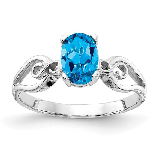 14k white gold 8x6mm oval blue topaz checker ring y2236bc