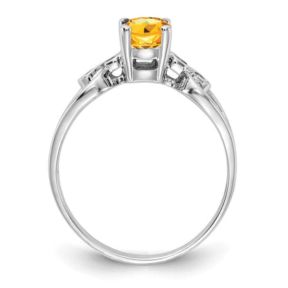 14k white gold 8x6mm oval citrine checker ring y2236cc