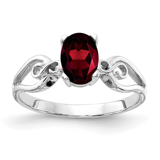 Solid 14k White Gold 8x6mm Oval Simulated Garnet Ring