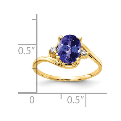 14k Yellow Gold 8x6mm Oval Tanzanite AA Diamond ring