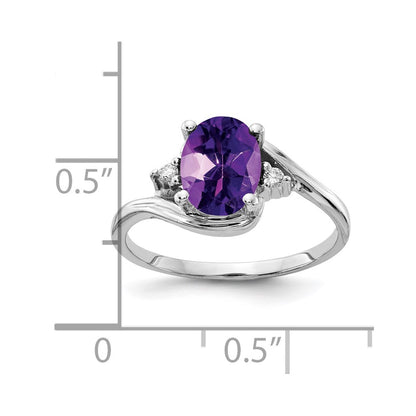 14k White Gold 8x6mm Oval Amethyst AAA Diamond ring