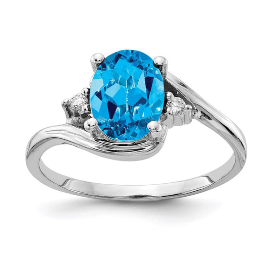 14k white gold 8x6mm oval blue topaz checker a real diamond ring y2246bc a