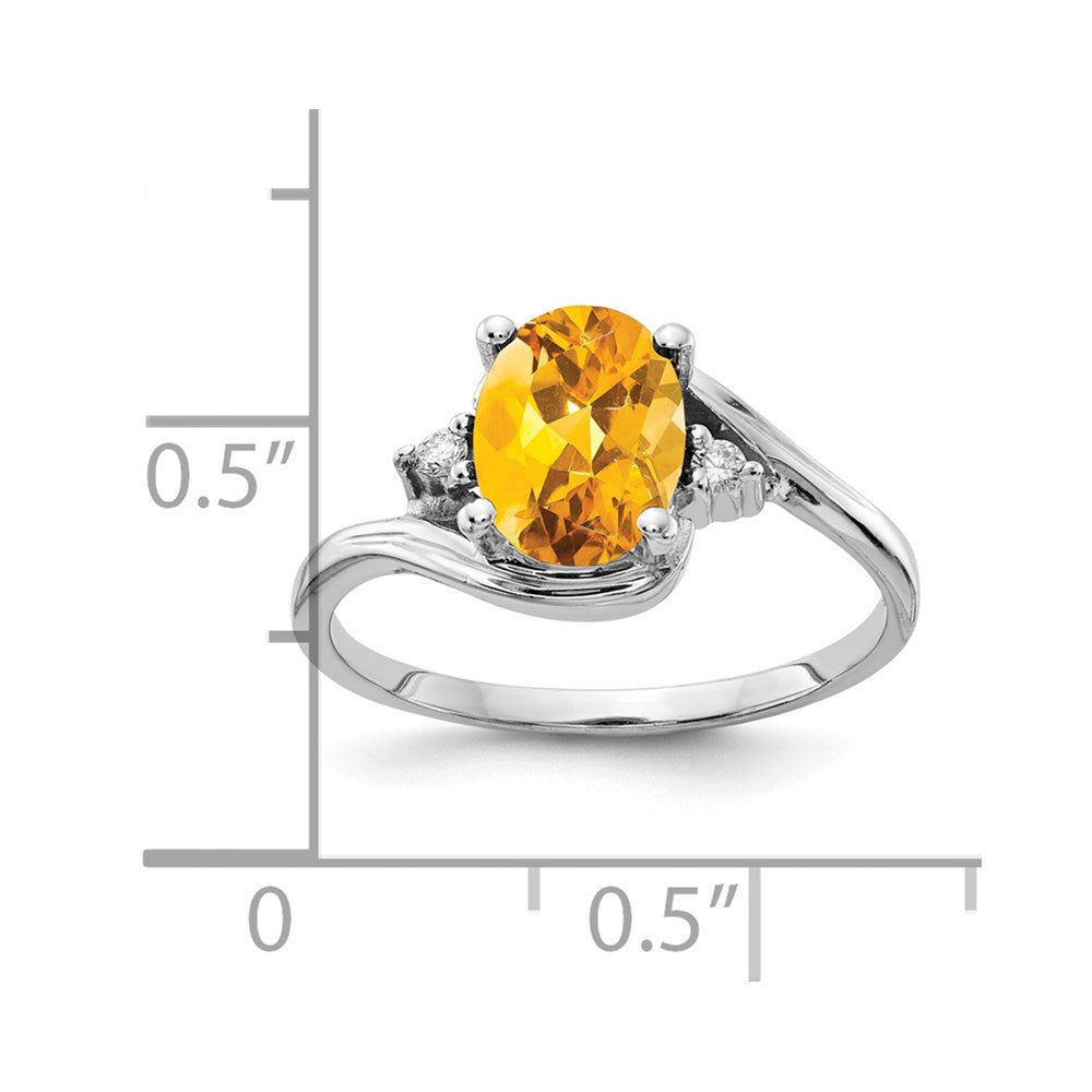 14k white gold 8x6mm oval citrine checker a real diamond ring y2246cc a