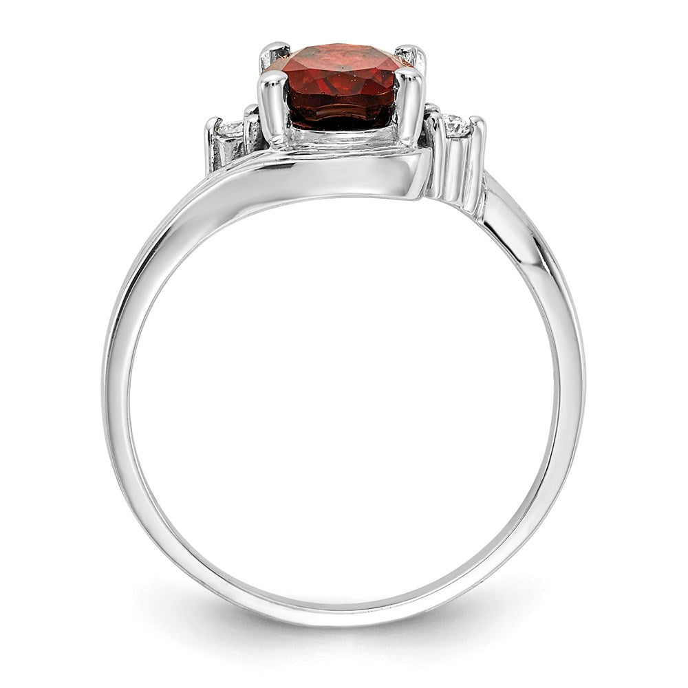 14k white gold 8x6mm oval garnet checker a real diamond ring y2246gc a
