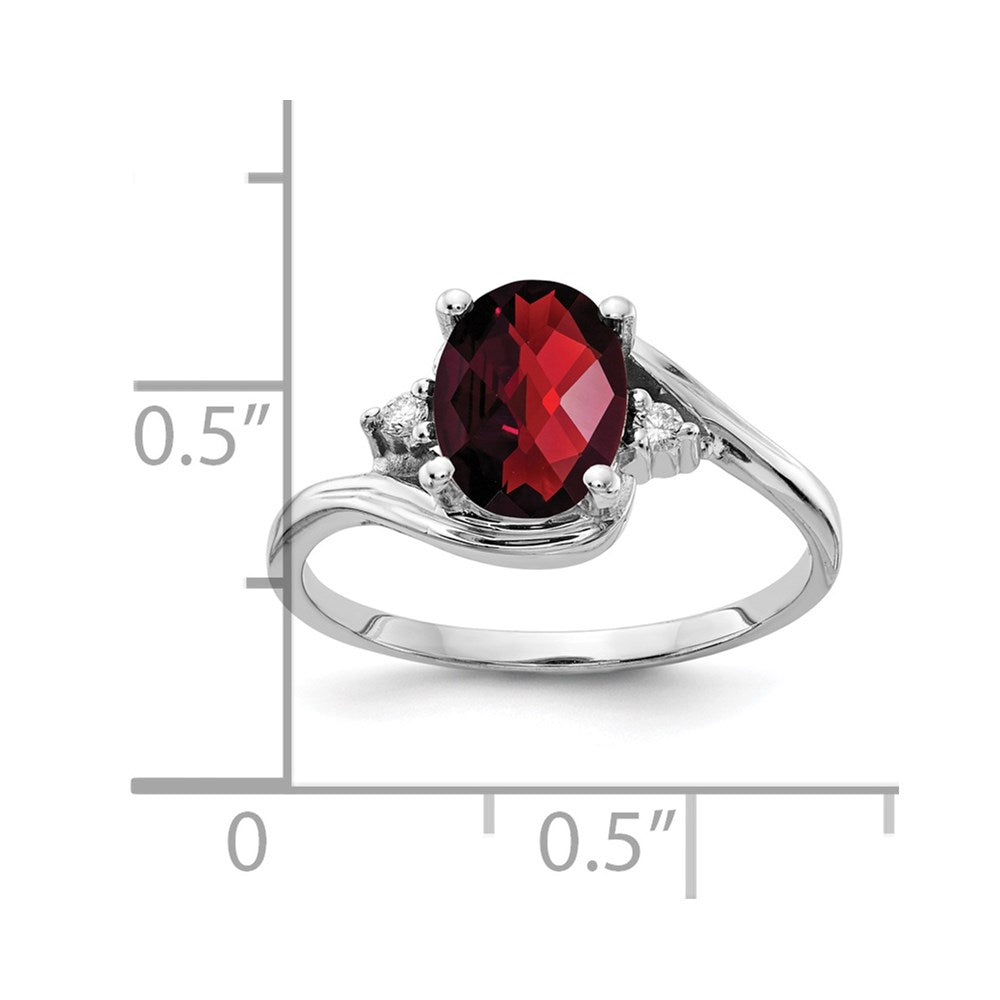 14k White Gold 8x6mm Oval Garnet A Real Diamond ring