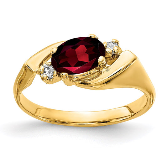 14K Yellow Gold 7x5mm Oval Garnet A Real Diamond ring