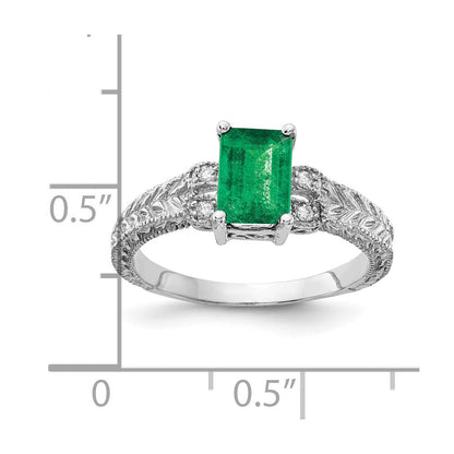 14k white gold 7x5mm emerald cut emerald a real diamond ring y2266e a