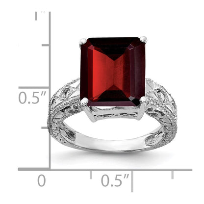 14k white gold 12x10mm emerald cut garnet a real diamond ring y2270ga a