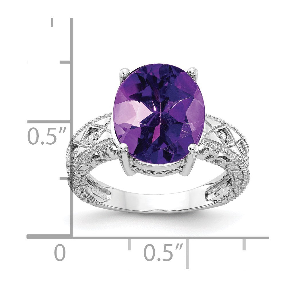 14k white gold 12x10mm oval amethyst a real diamond ring y2271am a