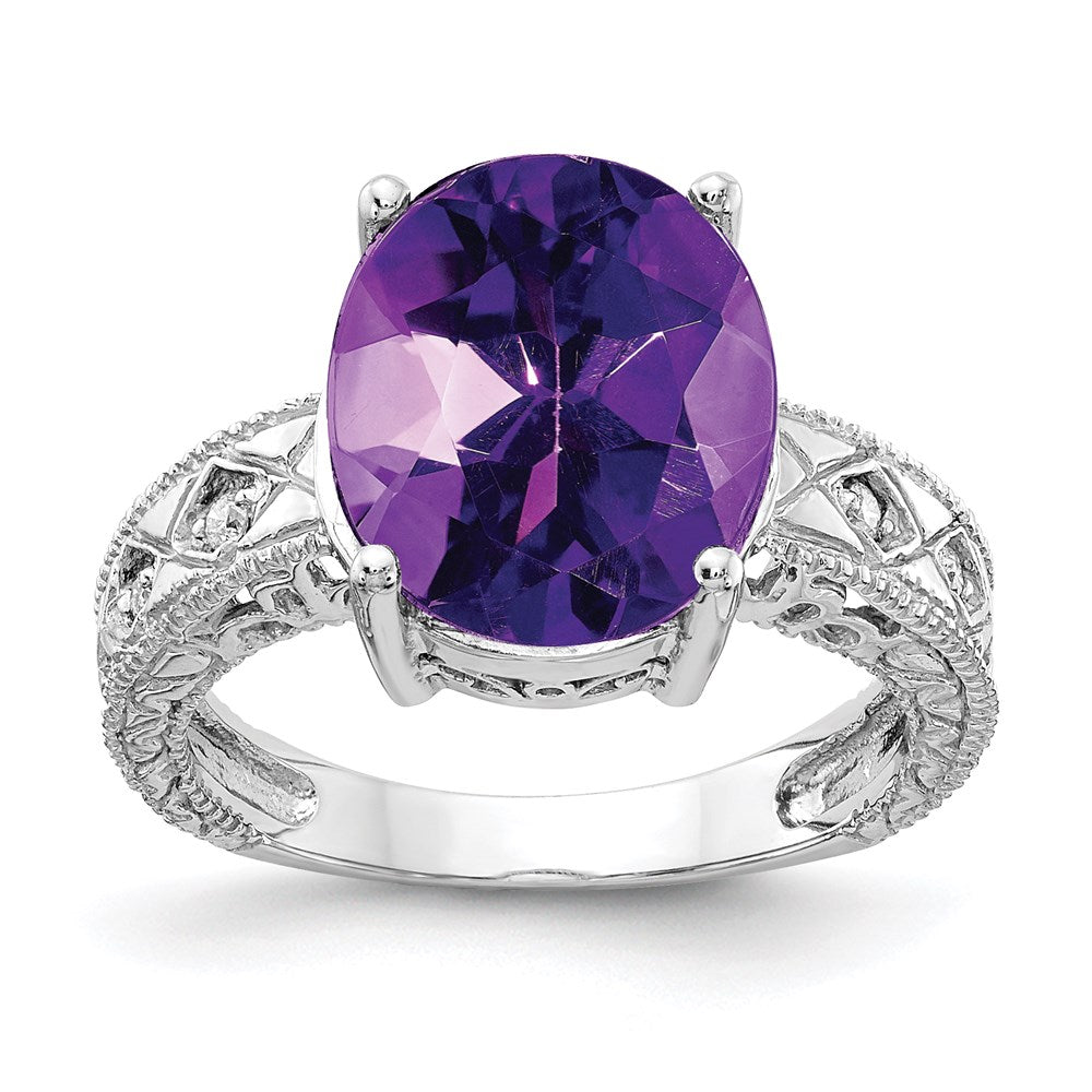 14k white gold 12x10mm oval amethyst checker a real diamond ring y2271ac a