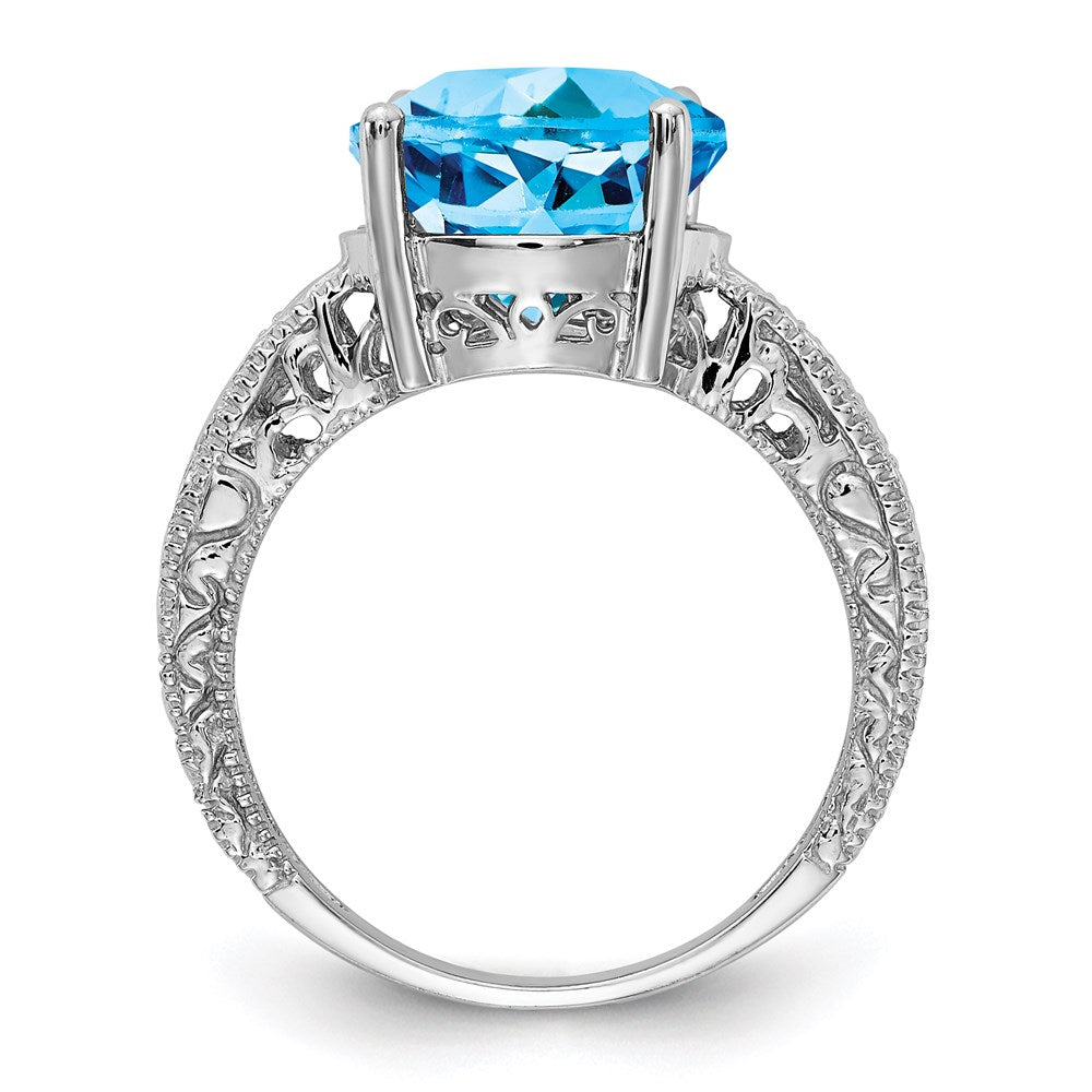 14k white gold 12x10mm oval blue topaz checker a real diamond ring y2271bc a