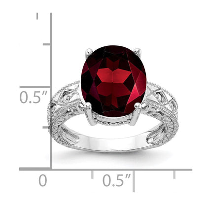 14k white gold 12x10mm oval garnet checker a real diamond ring y2271gc a