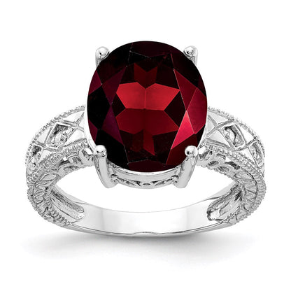 14k white gold 12x10mm oval garnet checker a real diamond ring y2271gc a