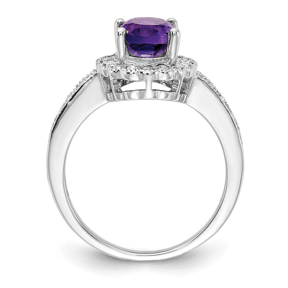 14k white gold 8x6mm oval amethyst checker a real diamond ring y4420ac a