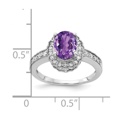 14k White Gold 8x6mm Oval Amethyst A Real Diamond ring