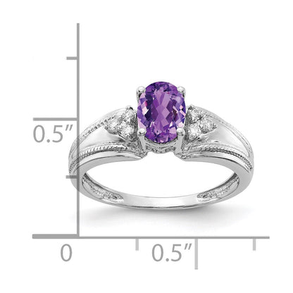 14k White Gold 7x5mm Oval Amethyst A Real Diamond ring