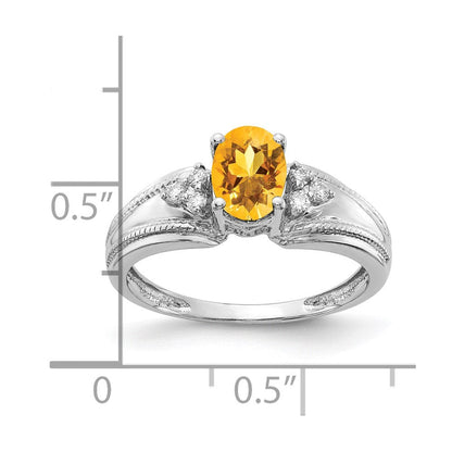 14k White Gold 7x5mm Oval Citrine A Real Diamond ring