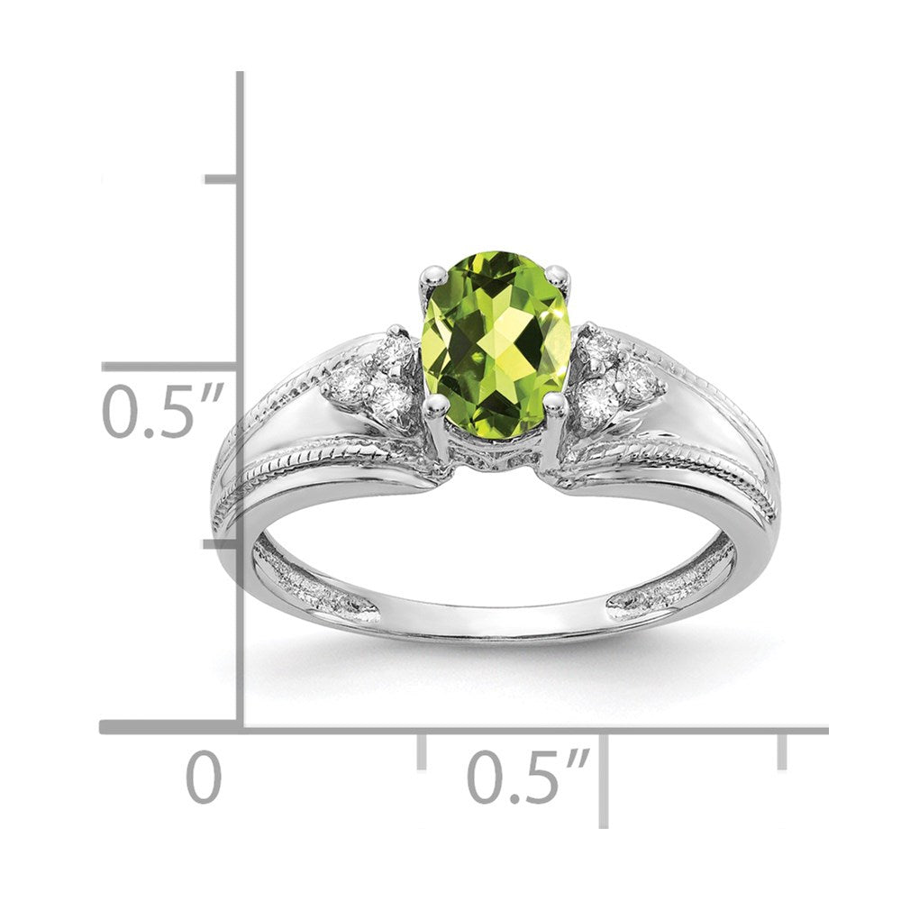 14k White Gold 7x5mm Oval Peridot A Real Diamond ring