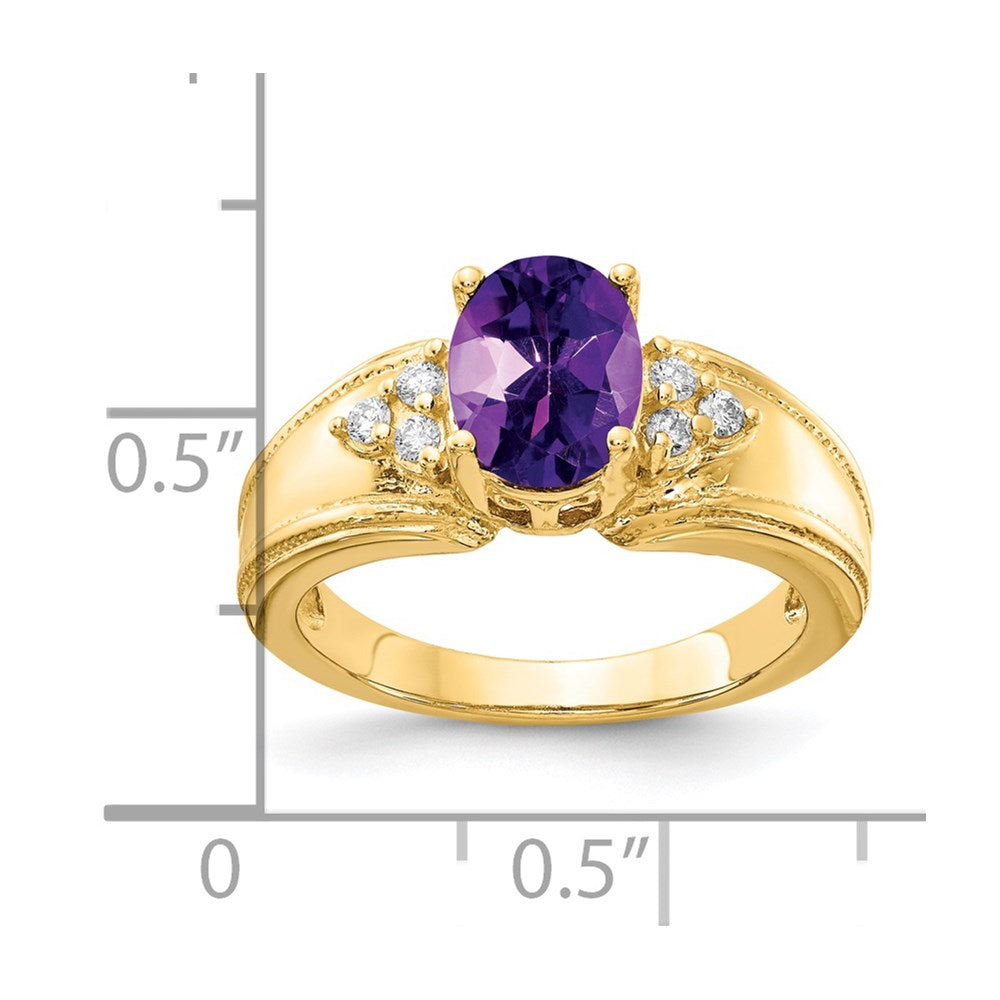14K Yellow Gold 8x6mm Oval Amethyst A Real Diamond ring