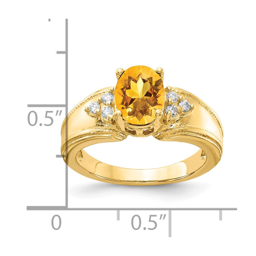 14k Yellow Gold 8x6mm Oval Citrine AAA Diamond ring