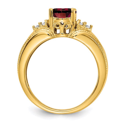 14K Yellow Gold 8x6mm Oval Garnet A Real Diamond ring