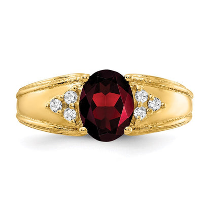 14K Yellow Gold 8x6mm Oval Garnet A Real Diamond ring