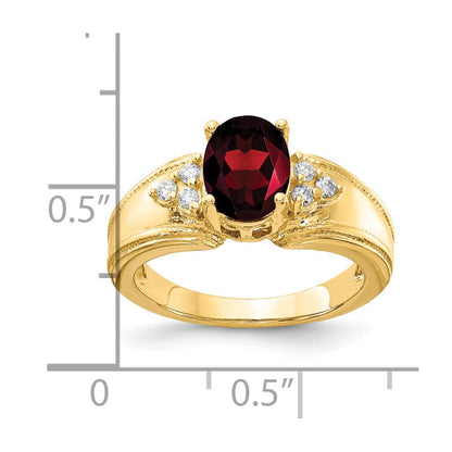 14K Yellow Gold 8x6mm Oval Garnet A Real Diamond ring