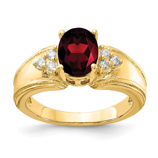 14K Yellow Gold 8x6mm Oval Garnet A Real Diamond ring