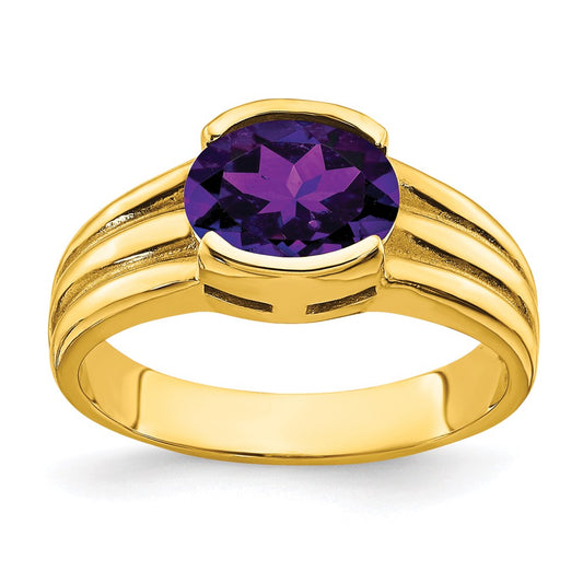 14K Yellow Gold 8x6mm Oval Amethyst ring
