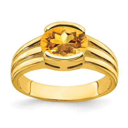 14K Yellow Gold 8x6mm Oval Citrine ring