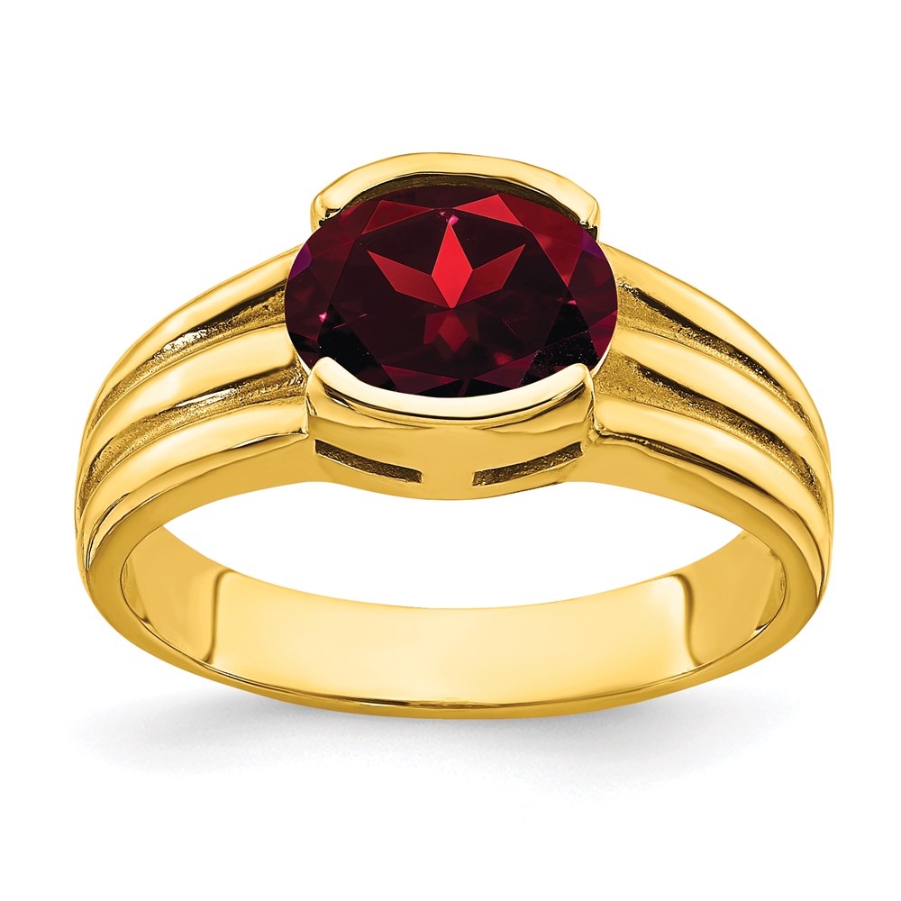 14K Yellow Gold 8x6mm Oval Garnet ring