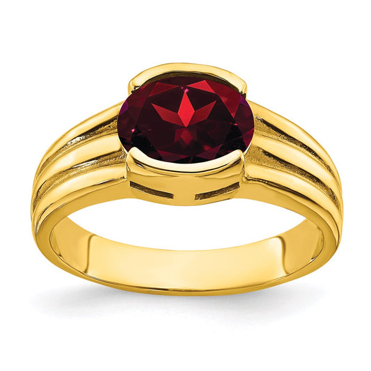 14K Yellow Gold 8x6mm Oval Garnet ring
