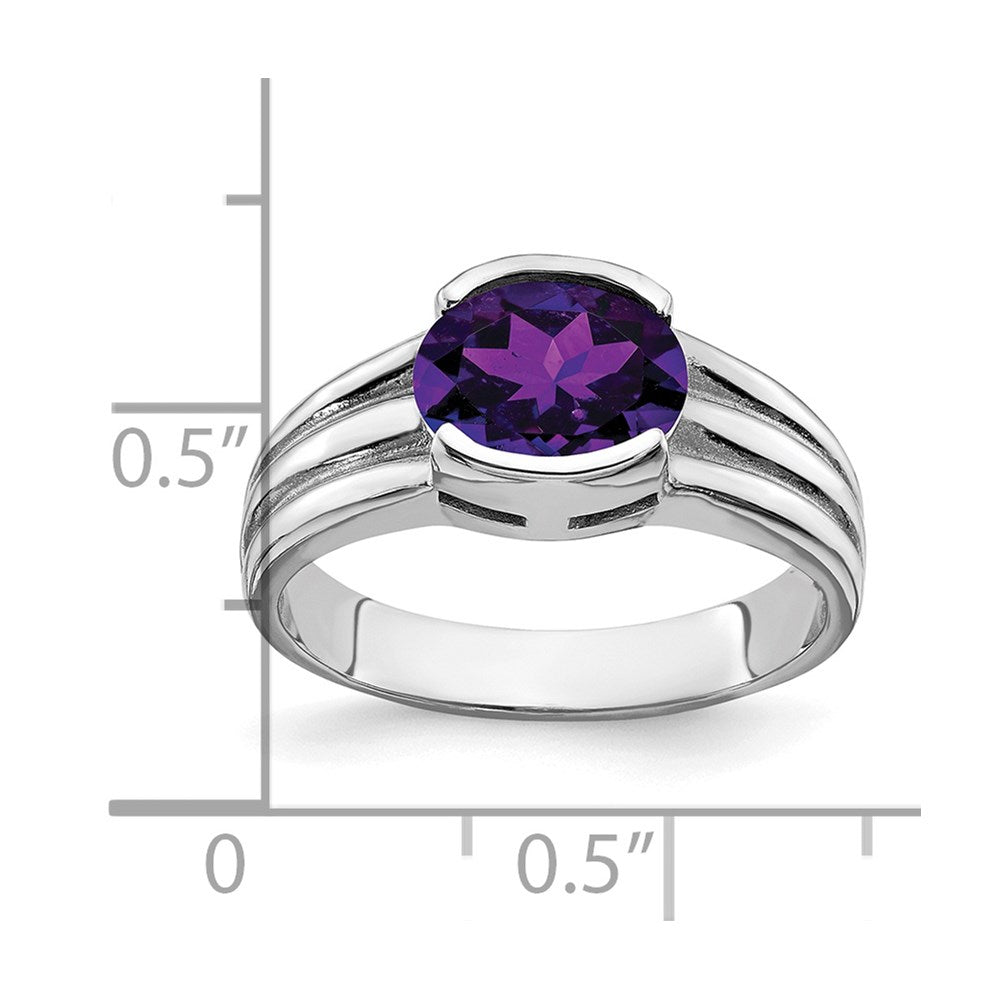 14k white gold 8x6mm oval amethyst ring y4474am