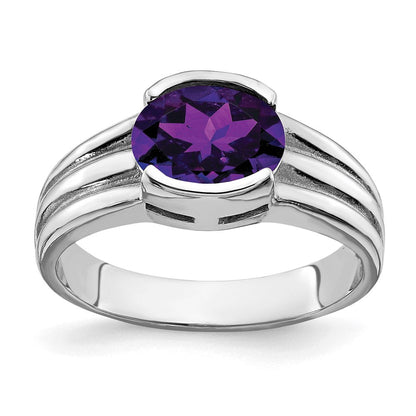 14k white gold 8x6mm oval amethyst ring y4474am