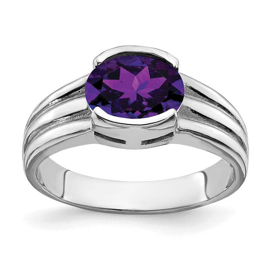 14k white gold 8x6mm oval amethyst ring y4474am