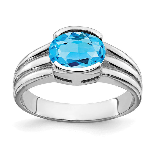 14k white gold 8x6mm oval blue topaz ring y4474bt