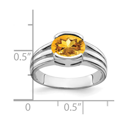 14k White Gold 8x6mm Oval Citrine ring