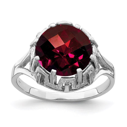 14k white gold 10mm garnet checker ring y4515gc