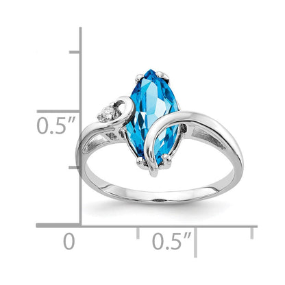 14k White Gold 12x6mm Marquise Blue Topaz A Real Diamond ring
